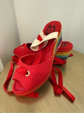 Miss L - Rainbow Martha Lace-Up Wedge sz 9 EU40